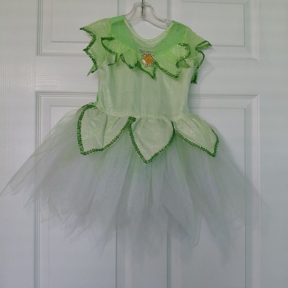 Disney World Tinkerbell Costume Dress Kids XS 4-5 Green Tutu Fairy Pixie Hollow